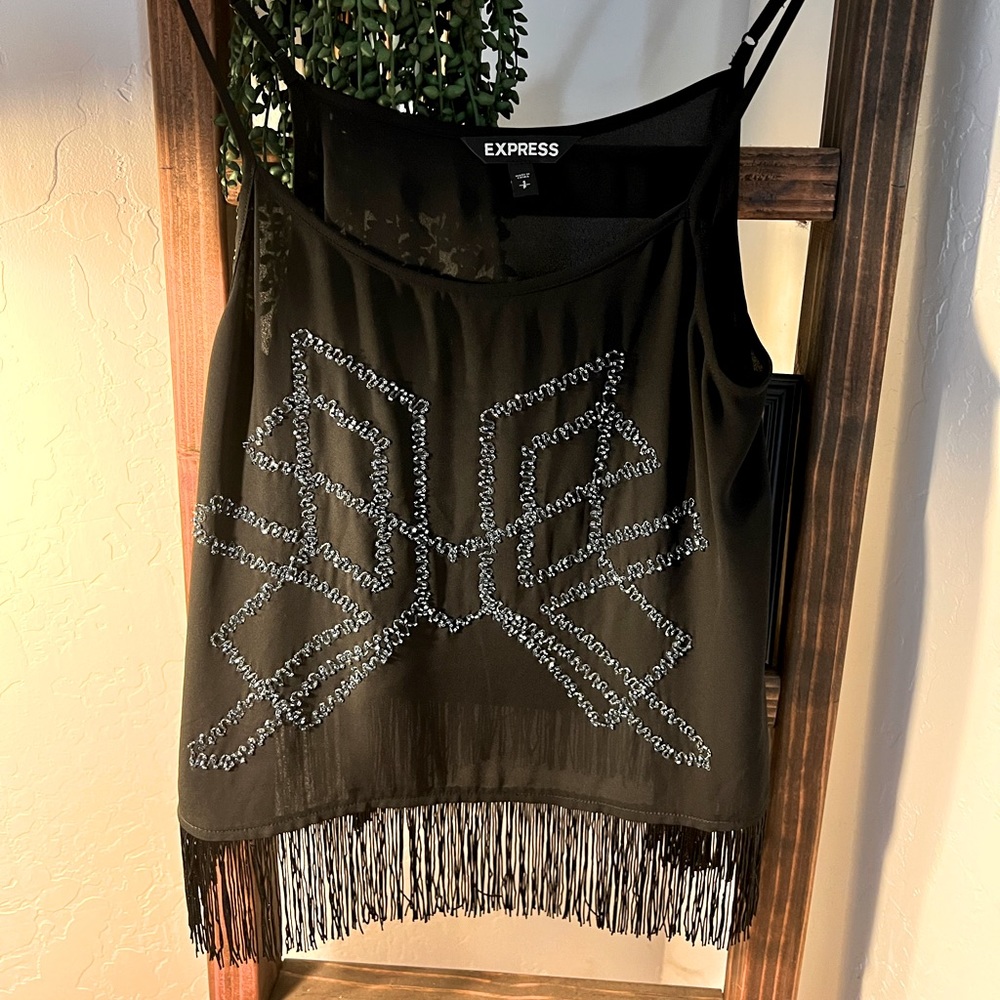EXPRESS BLACK FRINGE TOP